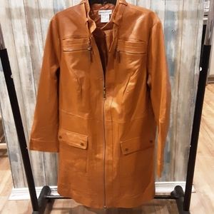 Jessica London Womens Plus Size Leather Swing Coat